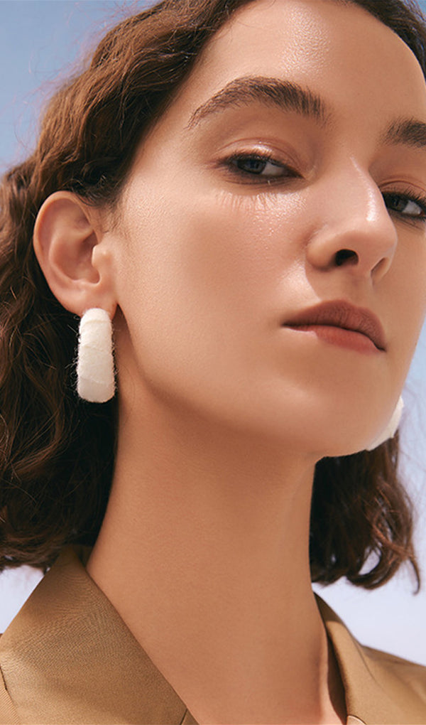 Fluffy Round Dangle Drop Earrings