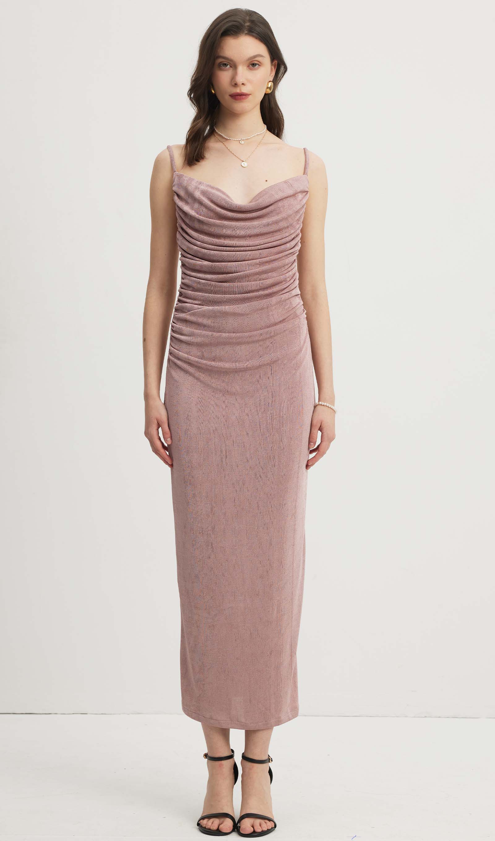 Midikleid in A-Linie mit Blumenmuster und Laternenärmeln