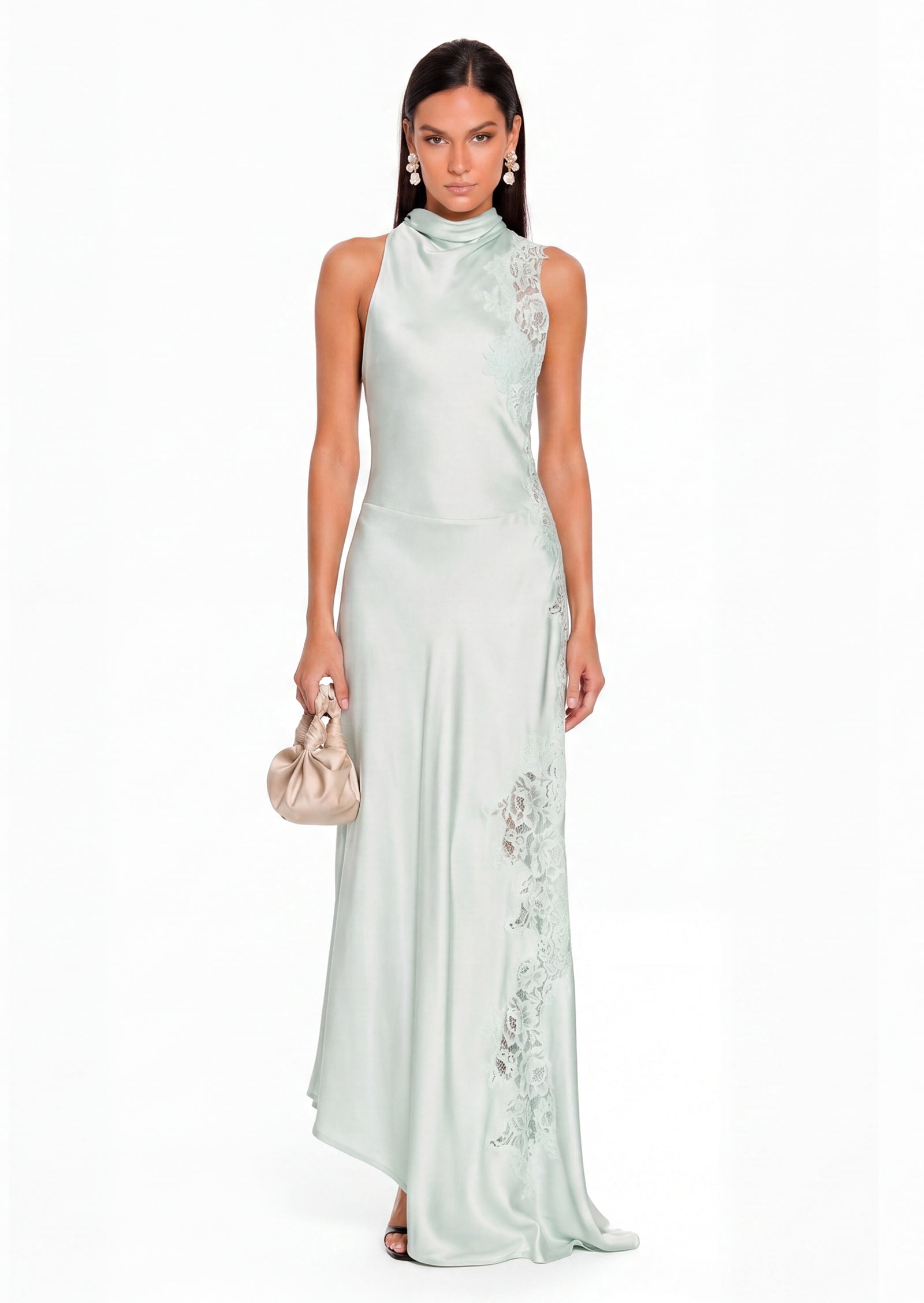 Midikleid in A-Linie mit Blumenmuster und Laternenärmeln
