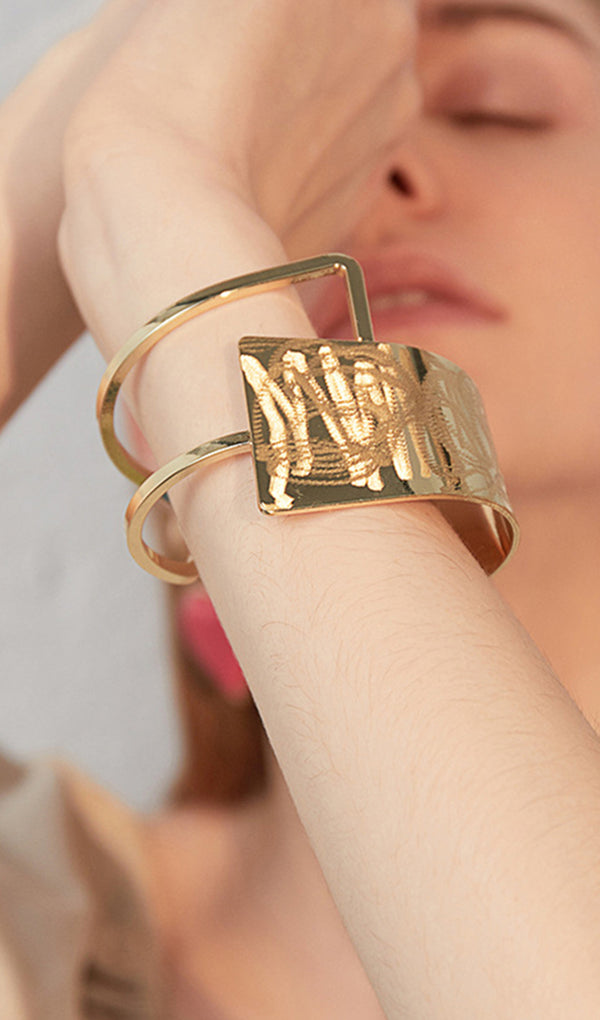 Gold Asymmetric Arm Cuff Bracelets