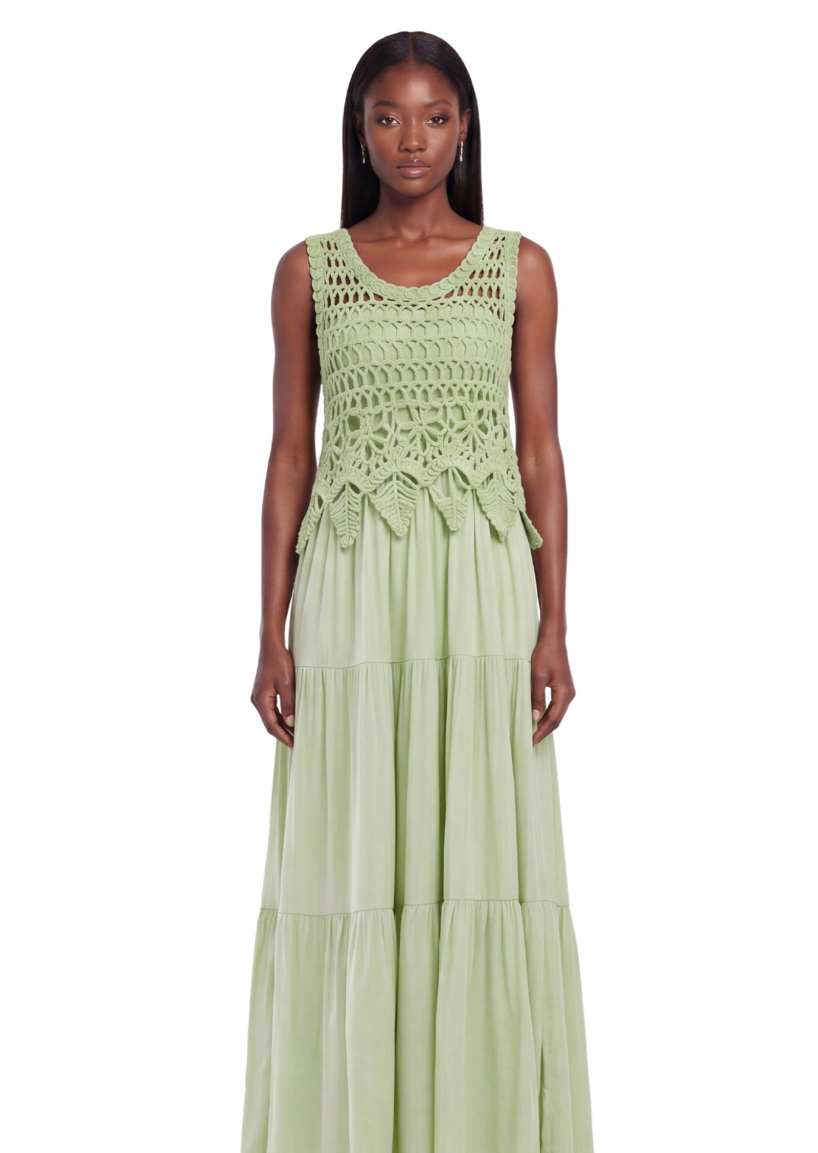 Ianthe Woven Midi Dress In Green