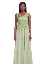 Ianthe Woven Midi Dress In Green