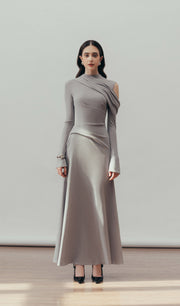 Midikleid in A-Linie mit Blumenmuster und Laternenärmeln
