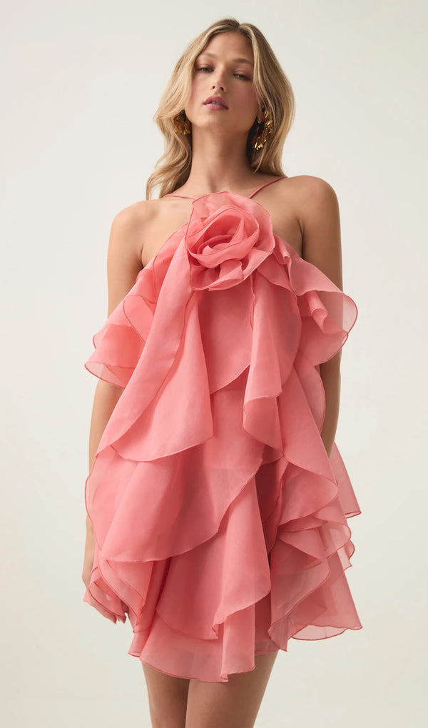 Midikleid in A-Linie mit Blumenmuster und Laternenärmeln