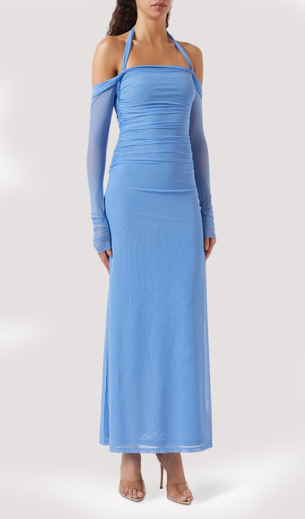 Halter Mesh Maxi Dress