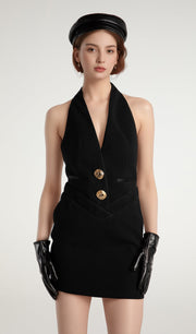 فستان قصير أحمر بدون حمالات مع فيونكة 