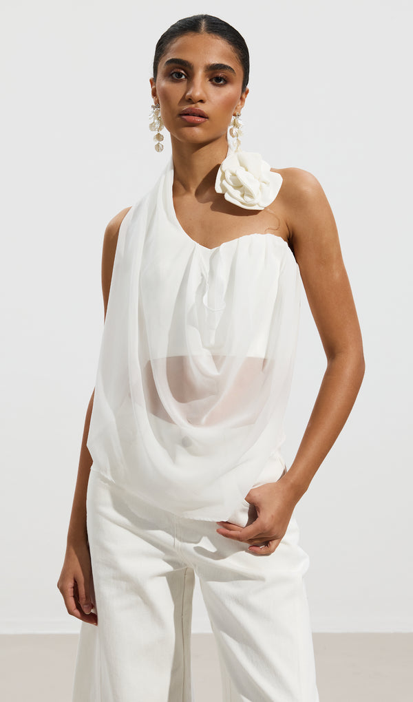 Halter Floral Appliqué Top