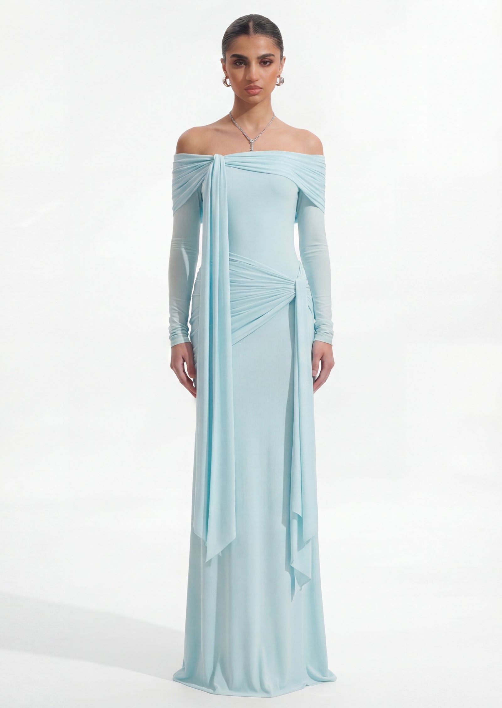 Heloise Long Sleeve Maxi Dress In Blue