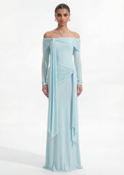 Heloise Long Sleeve Maxi Dress In Blue