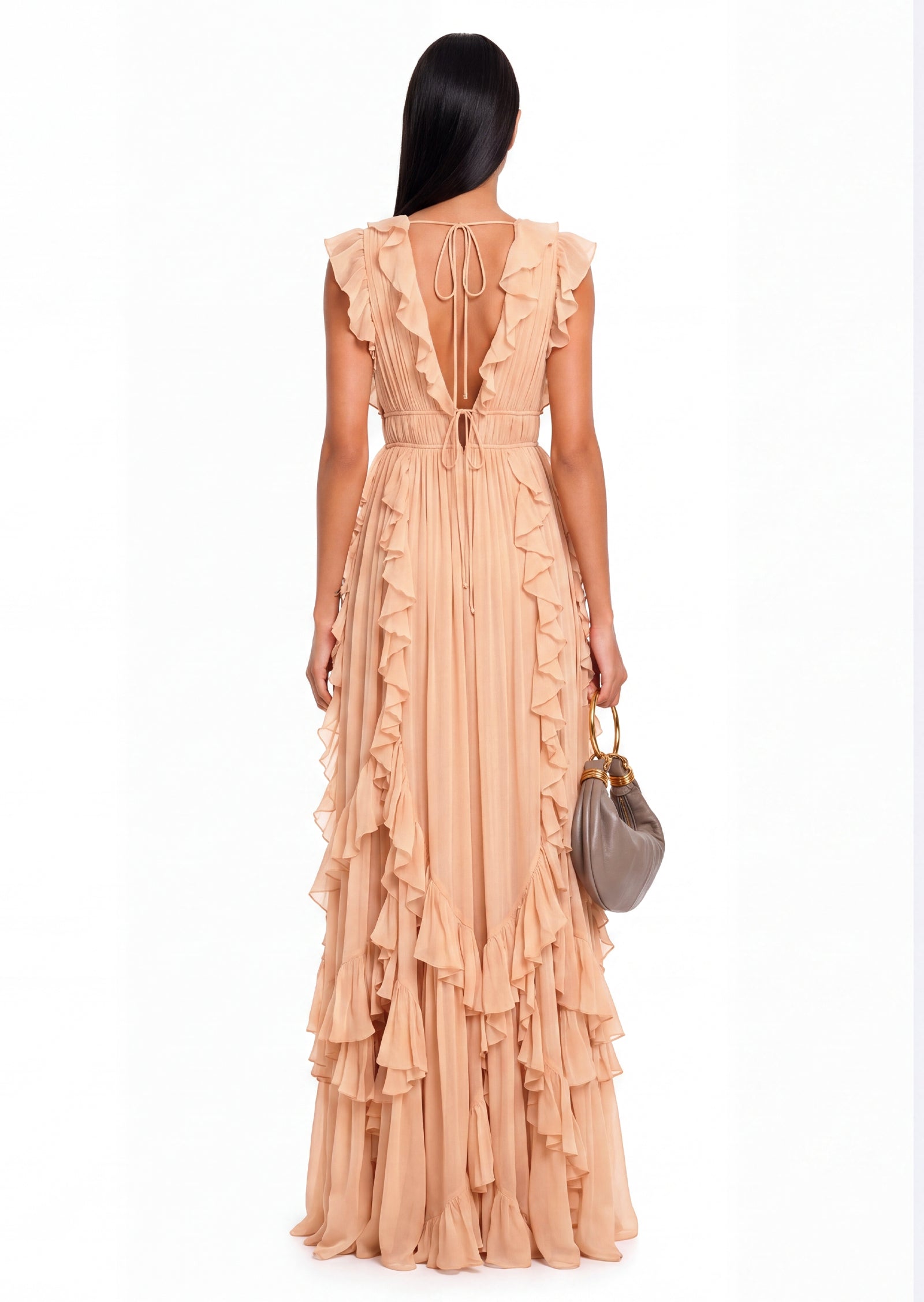 Murray V Neck Ruffled Maxi Dress