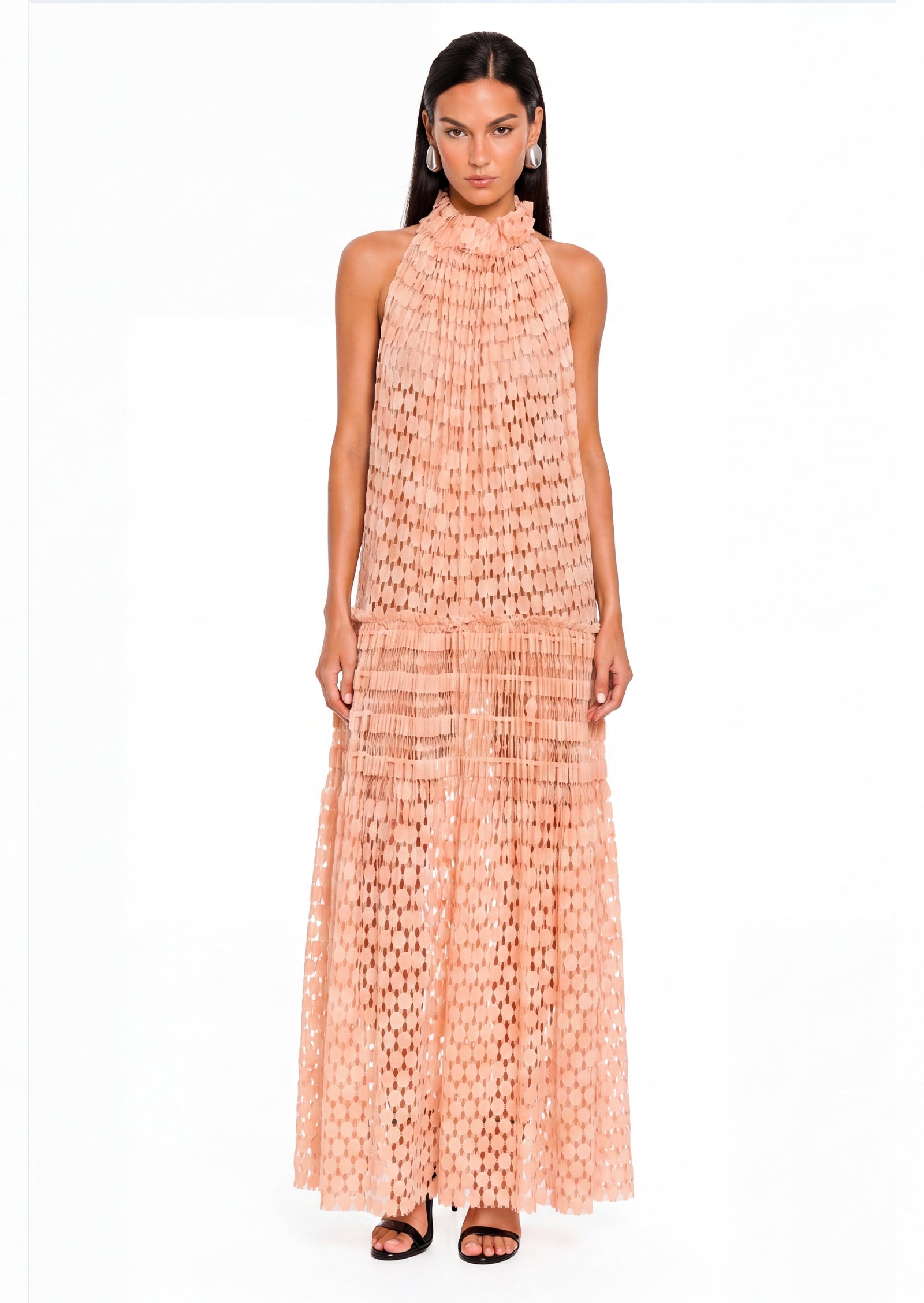 Almarie Lace High Neck Maxi Dress