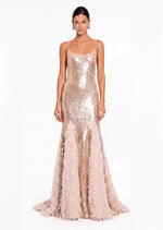 Stretch Feather Sequin Maxi Dress