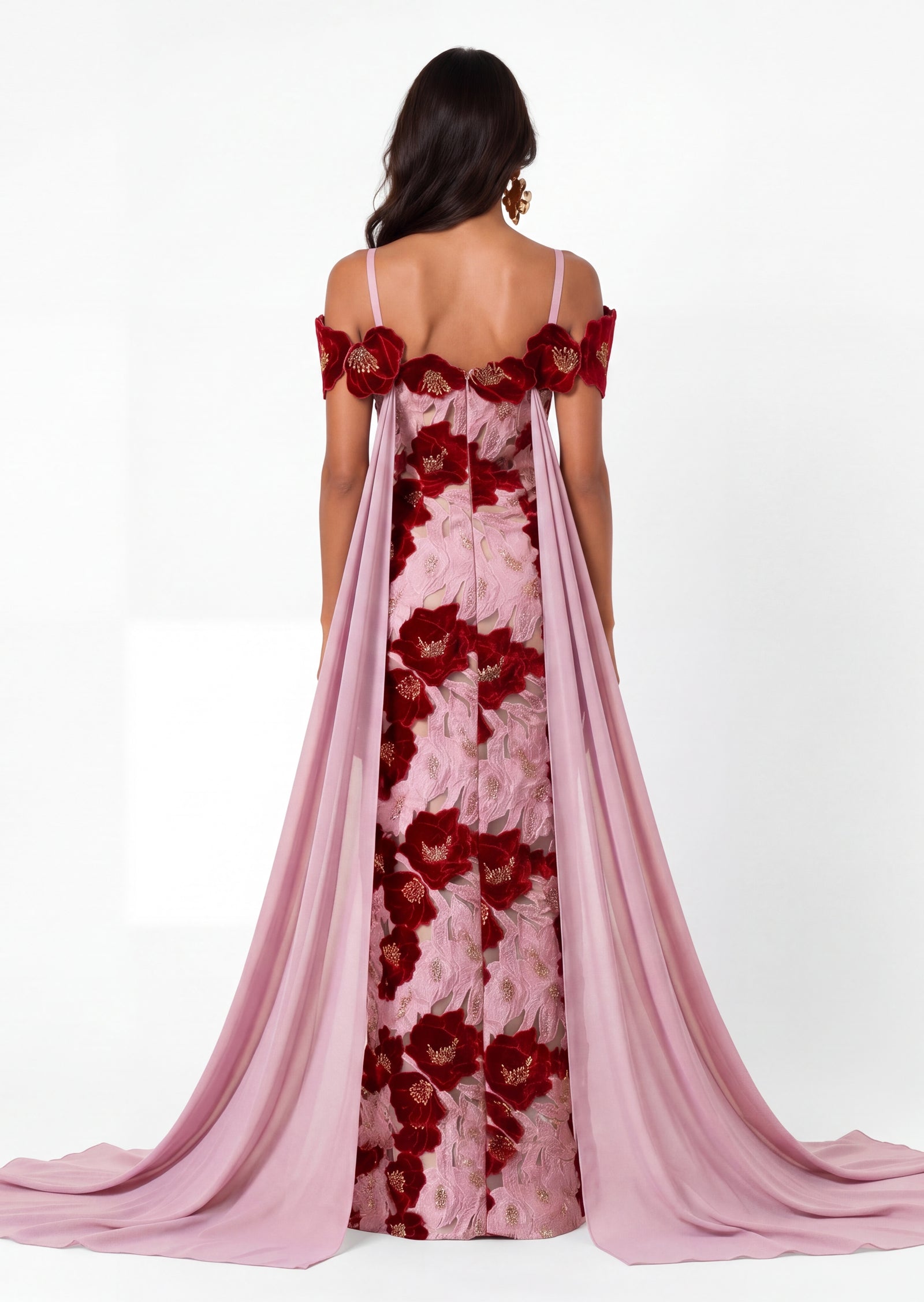 Lyna Floral Appliqués Maxi Gown