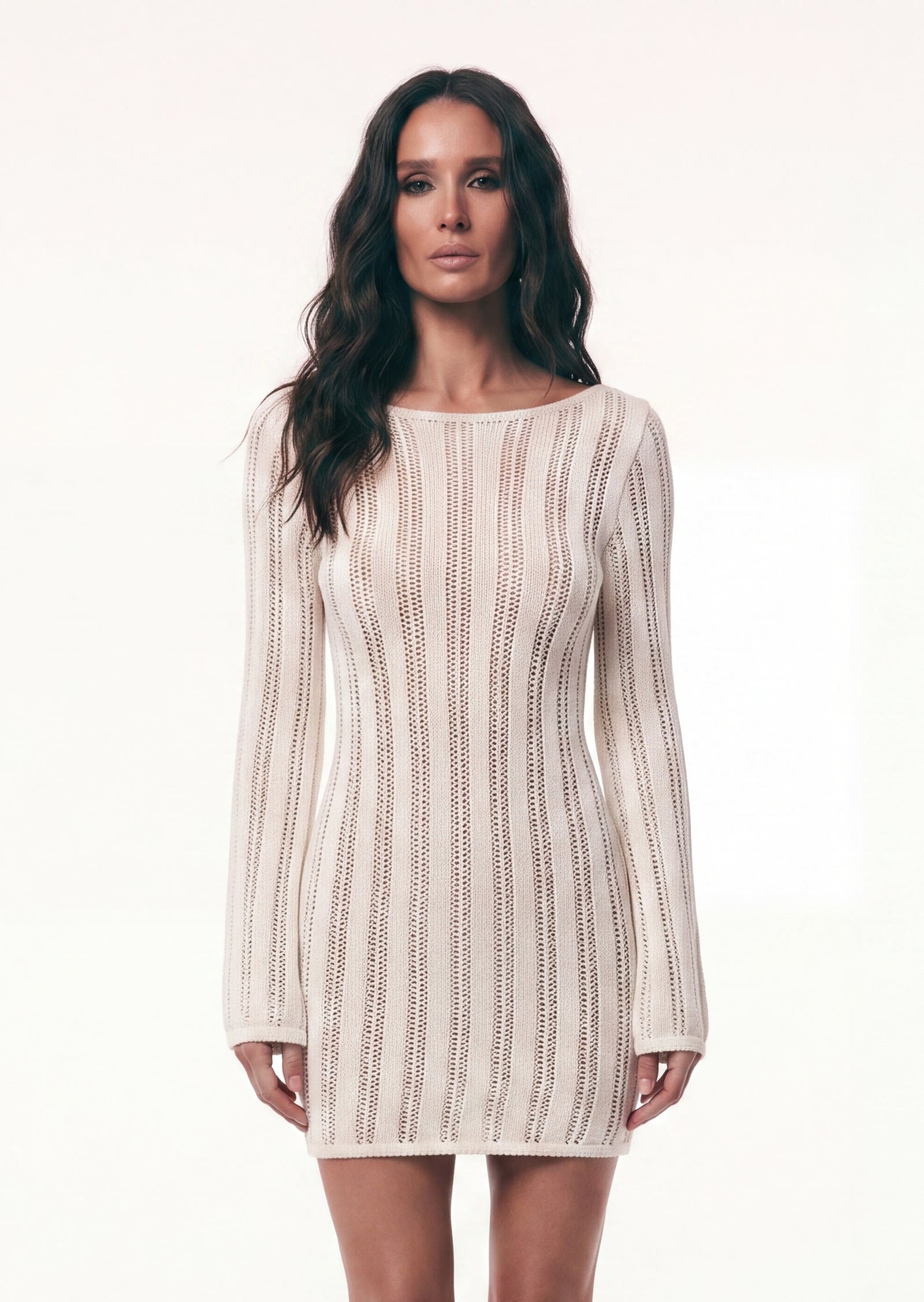 Ashika Hollow Knit Mini Dress