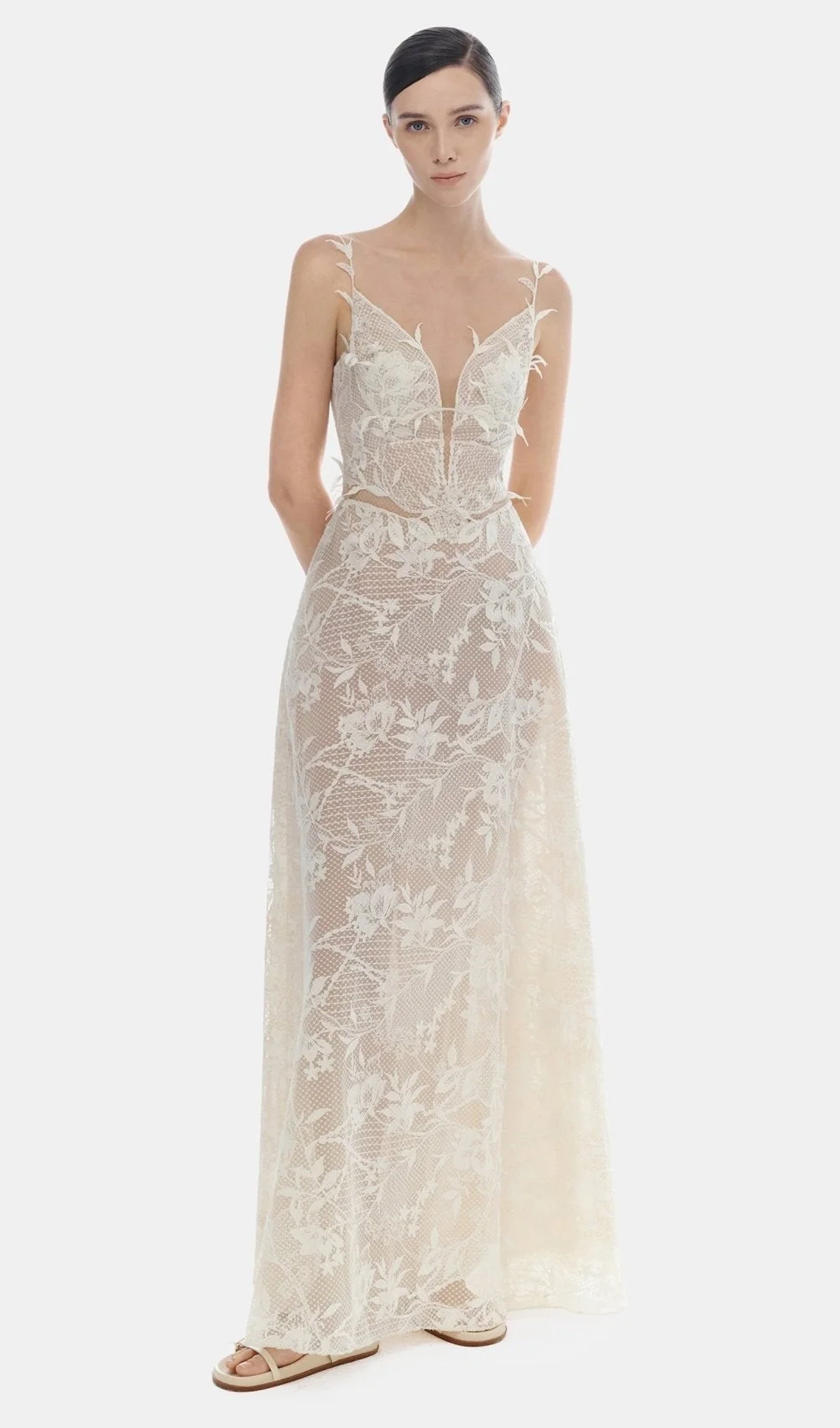 Midikleid in A-Linie mit Blumenmuster und Laternenärmeln