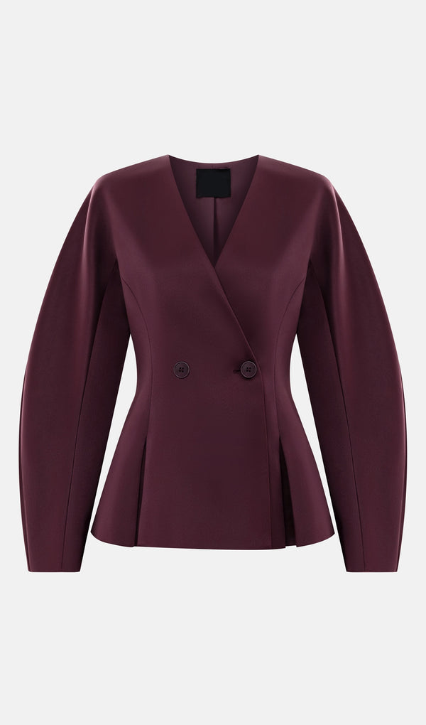 Jacket With Voluminous Sleeves And Waist Pleats