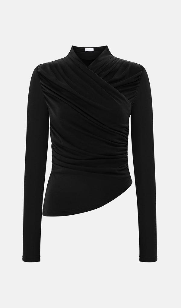 Jersey Long Sleeve Top In Black