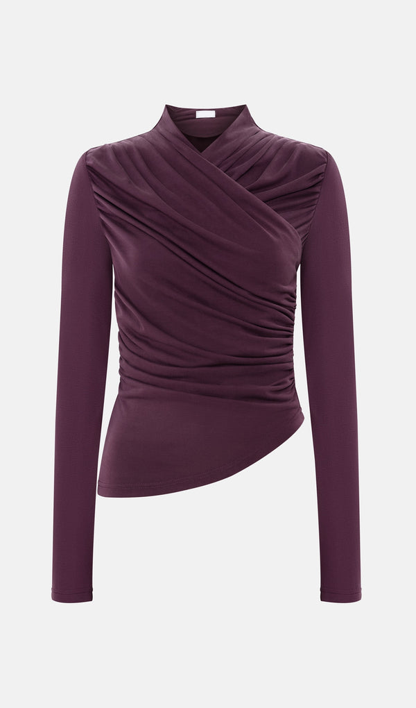 Jersey Long Sleeve Top In Maroon