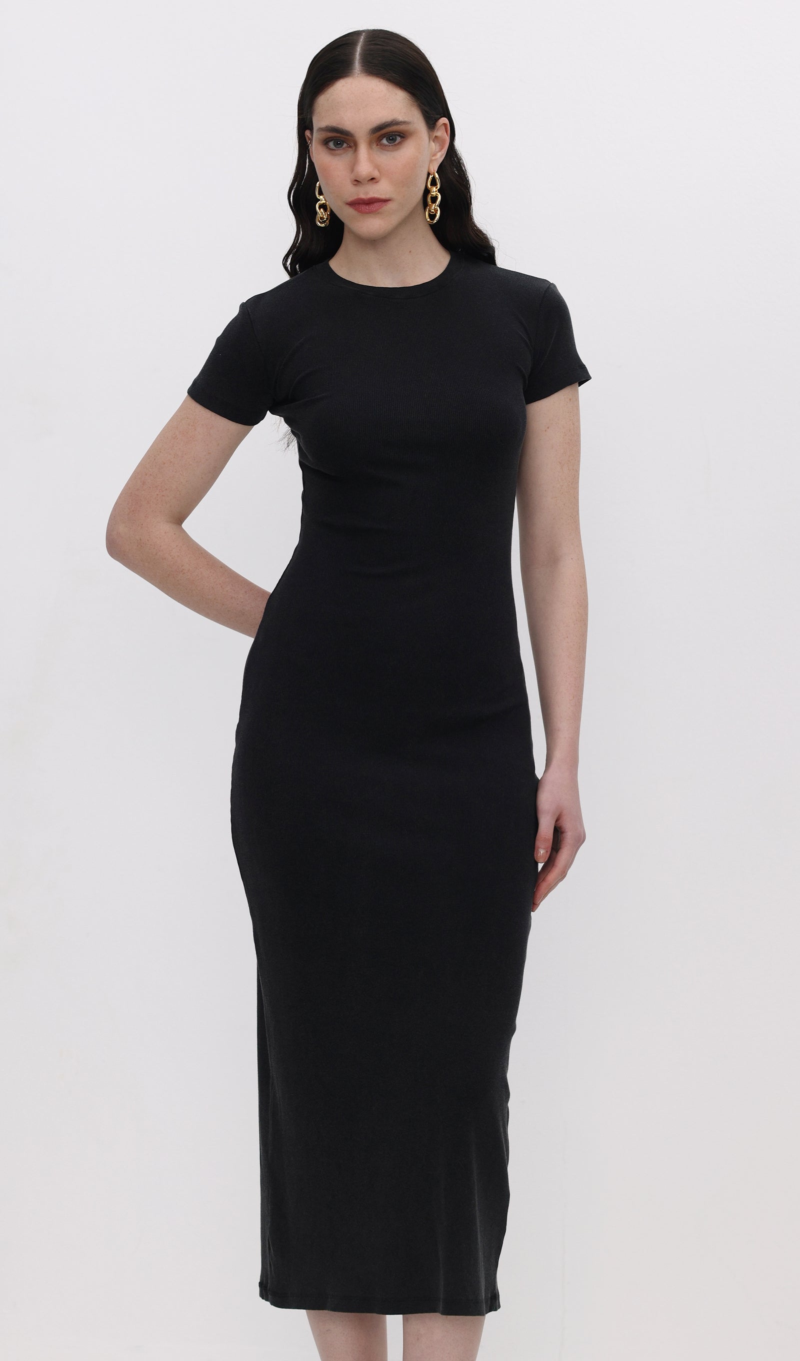 Midikleid in A-Linie mit Blumenmuster und Laternenärmeln