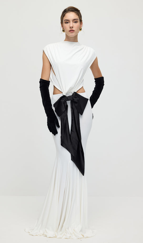 Midikleid in A-Linie mit Blumenmuster und Laternenärmeln