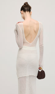 Knit Cover Up Backless Mini Dress In White