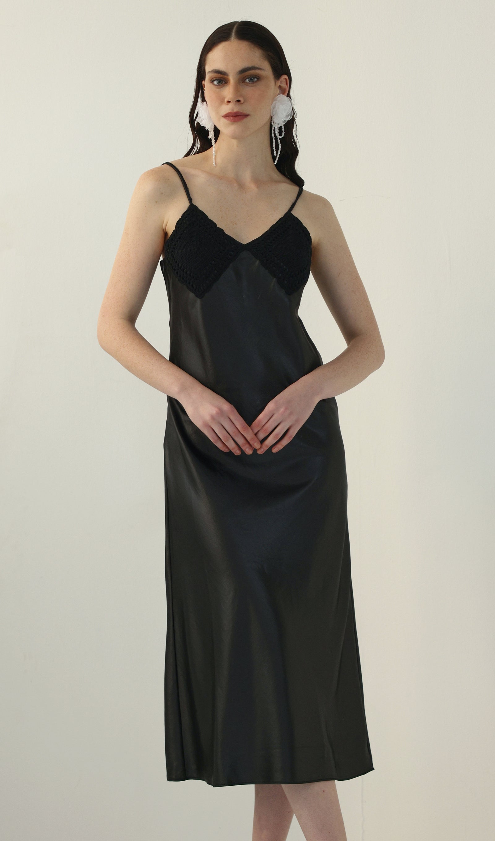 Knitted Patchwork Slip Midi Dress