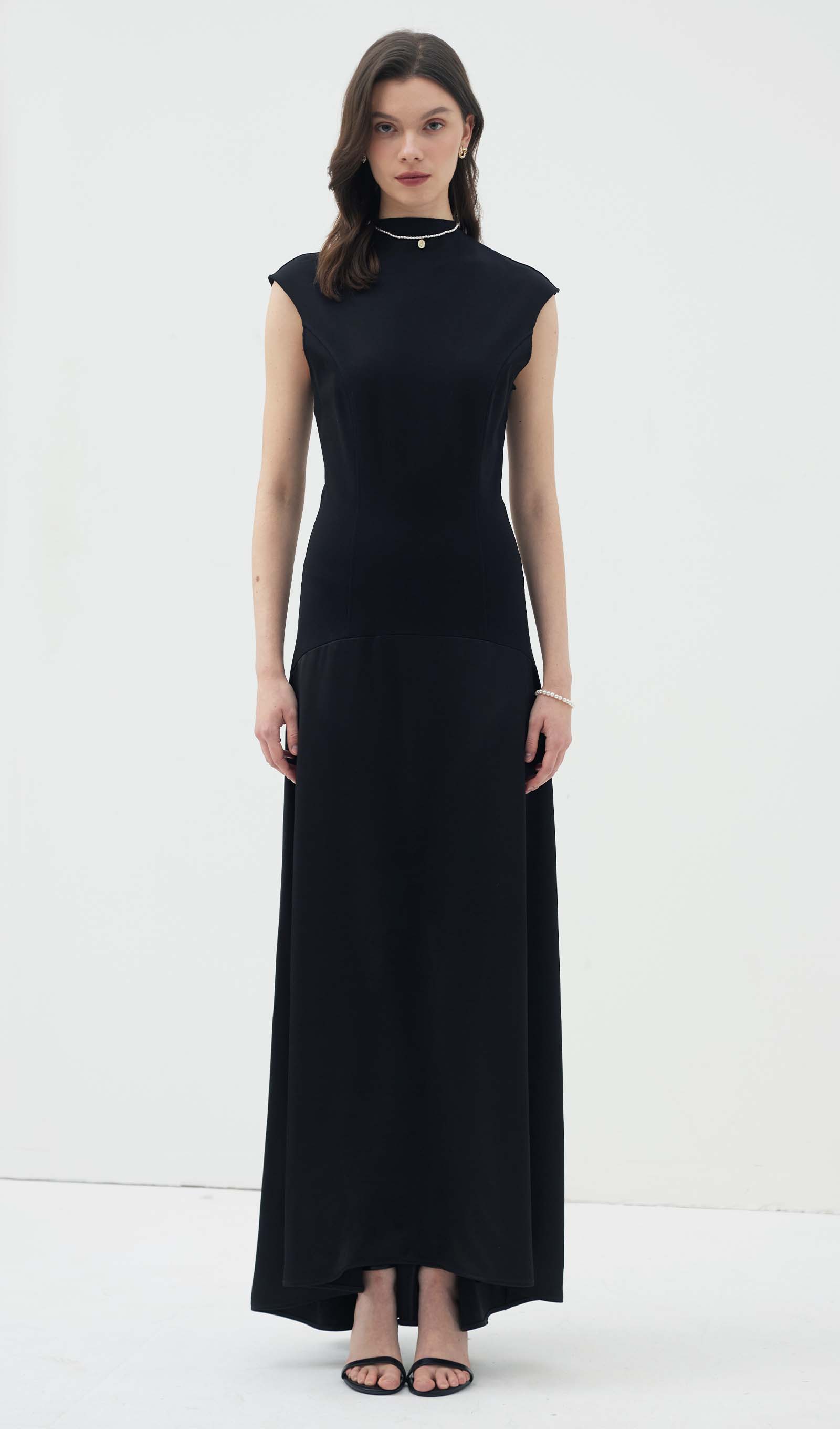 Knitted Satin Sleeveless Maxi Dress