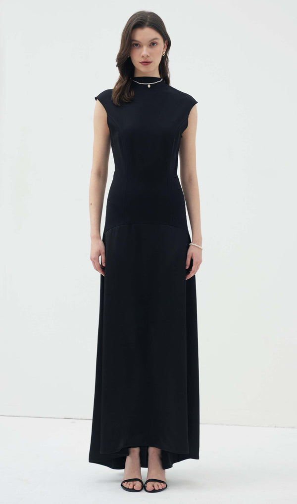 Knitted Satin Sleeveless Maxi Dress