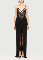 Lace-Panel Maxi Dress
