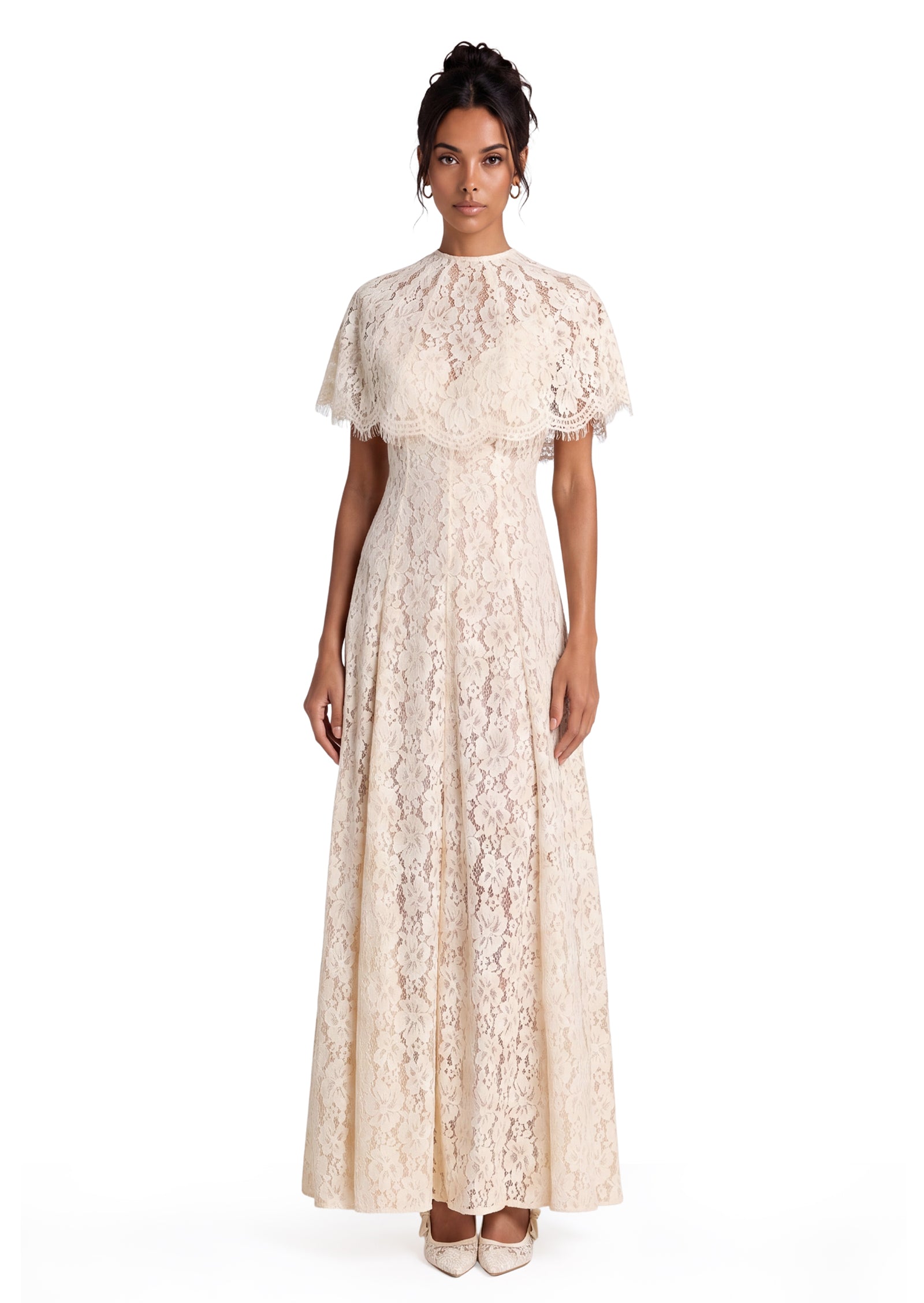 Lucid Cape Maxi Dress In White