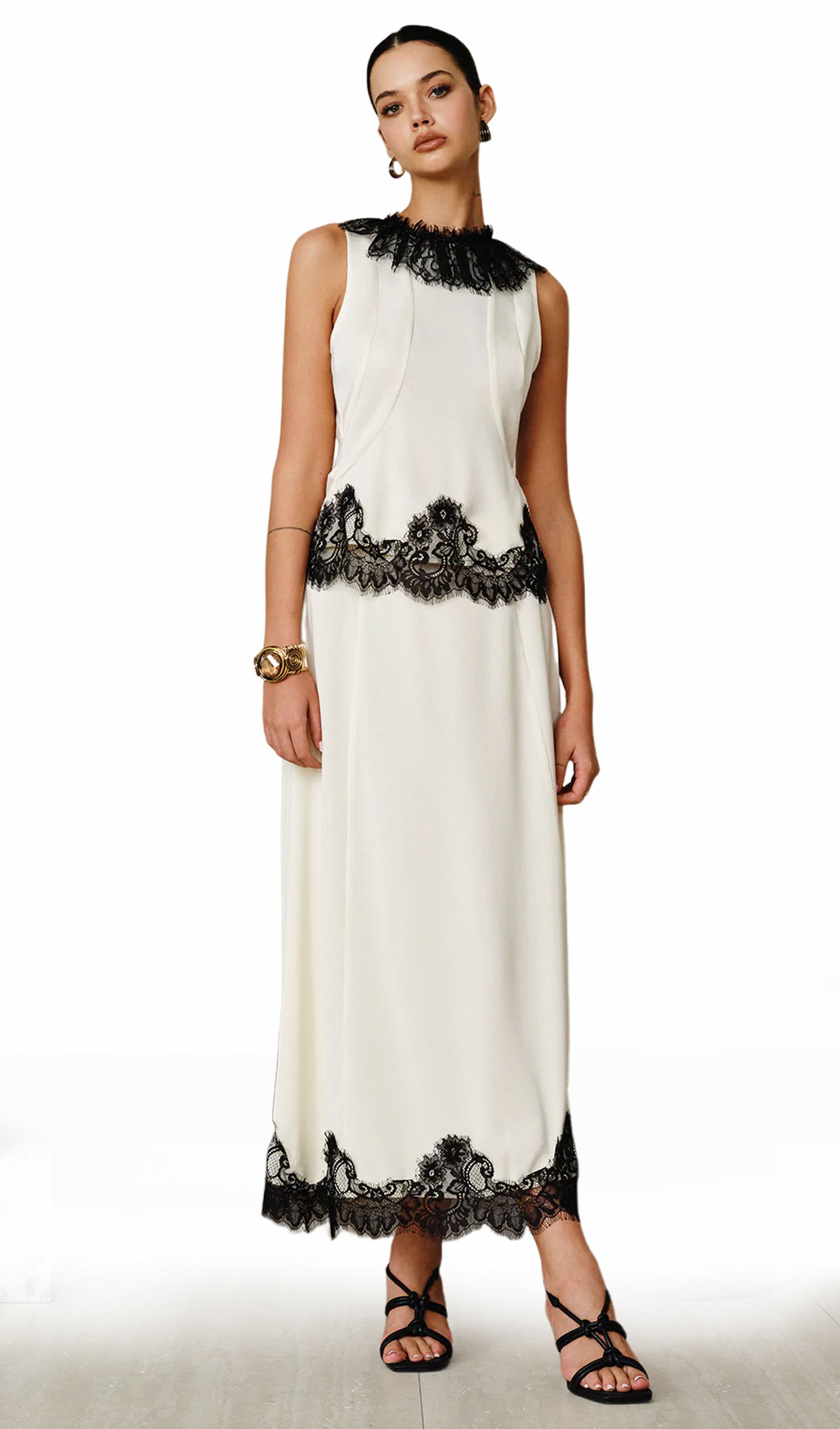 Midikleid in A-Linie mit Blumenmuster und Laternenärmeln
