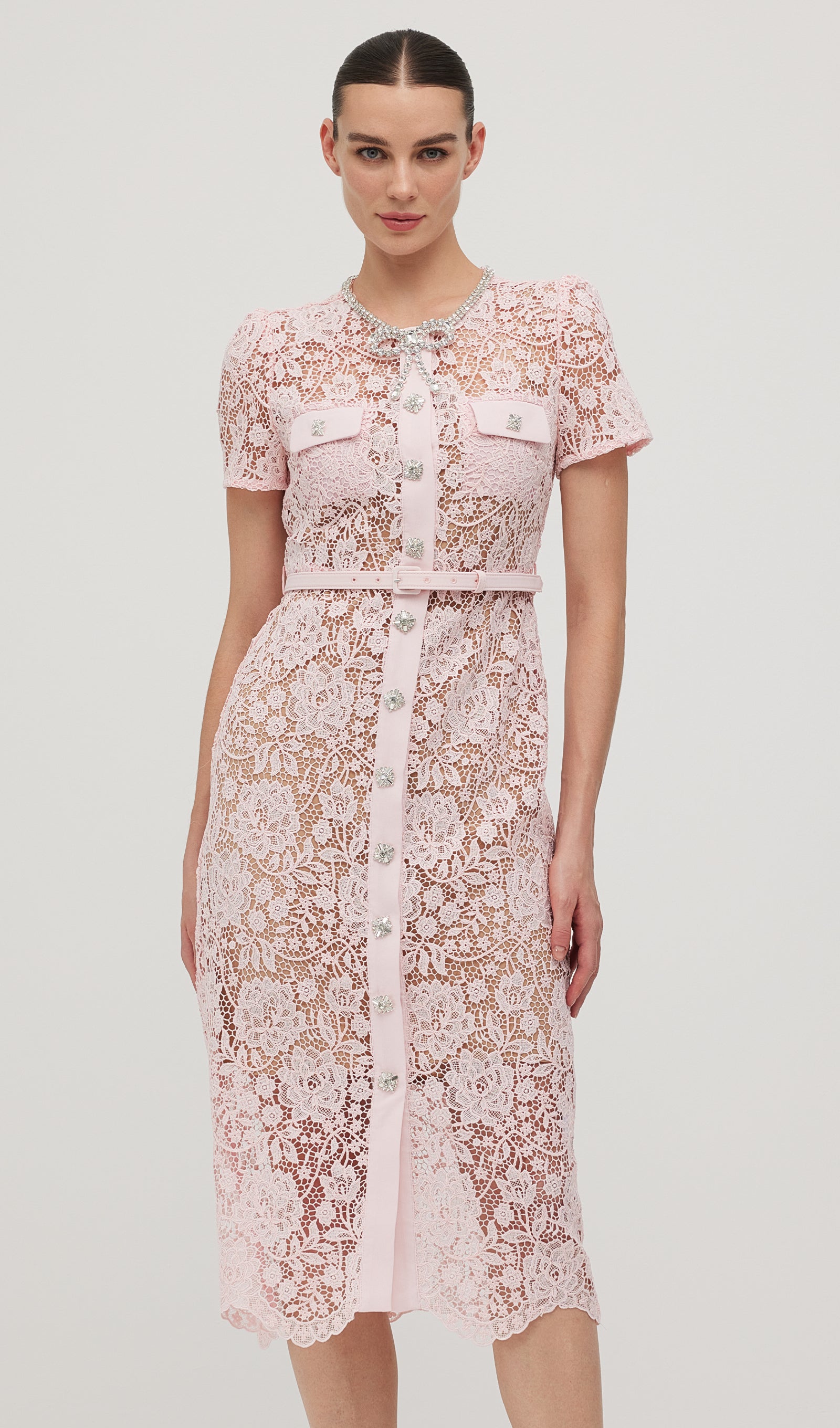 Midikleid in A-Linie mit Blumenmuster und Laternenärmeln