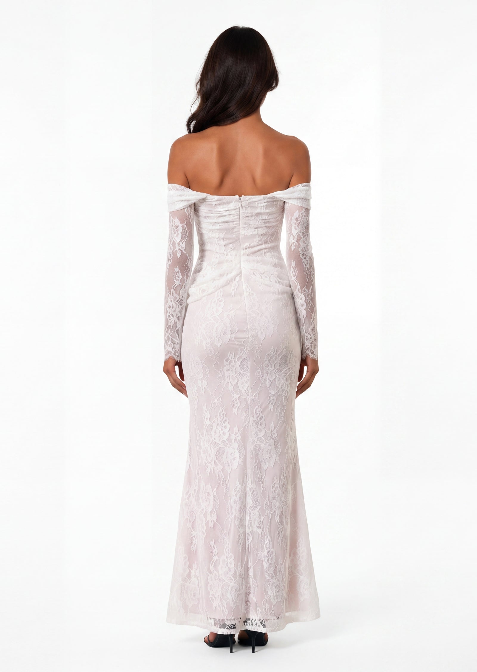 Eigra Lace Off Shoulder Maxi Dress In White