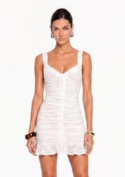 Allure Lace Mini Dress In White