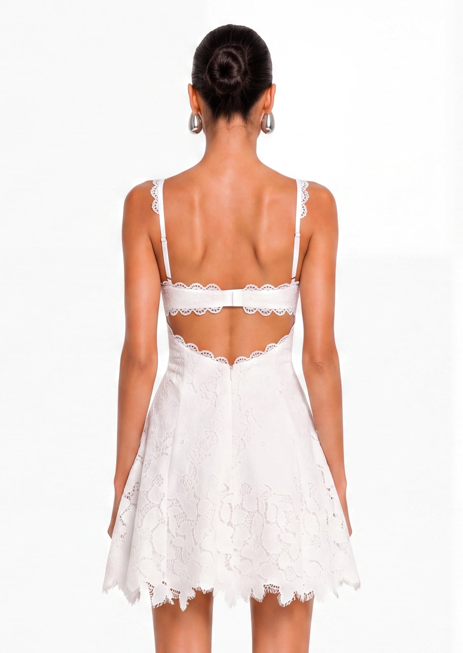 Maliba Lace Broderie Anglais Mini Dress In White