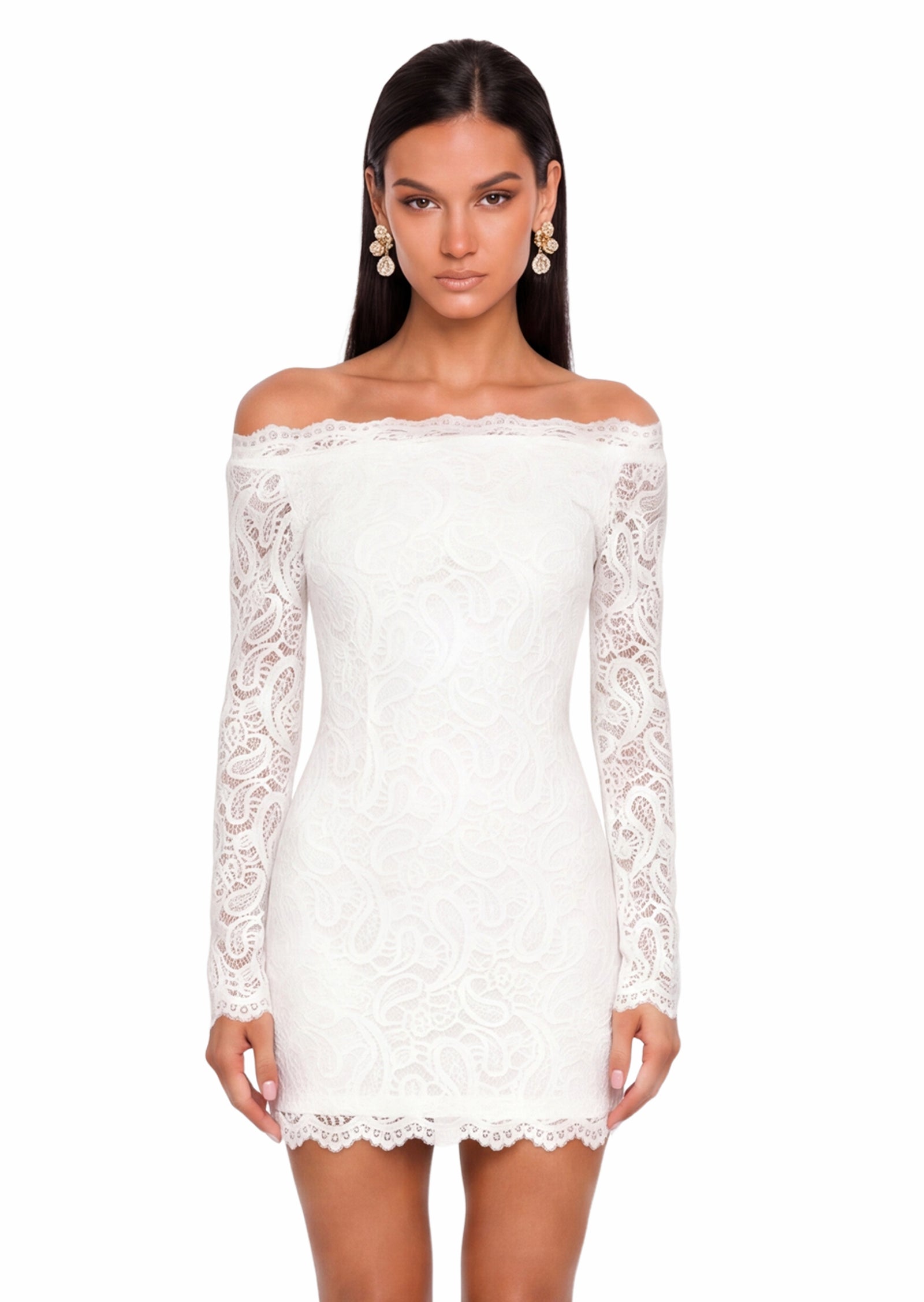 Balwina  Lace Mini Dress In White