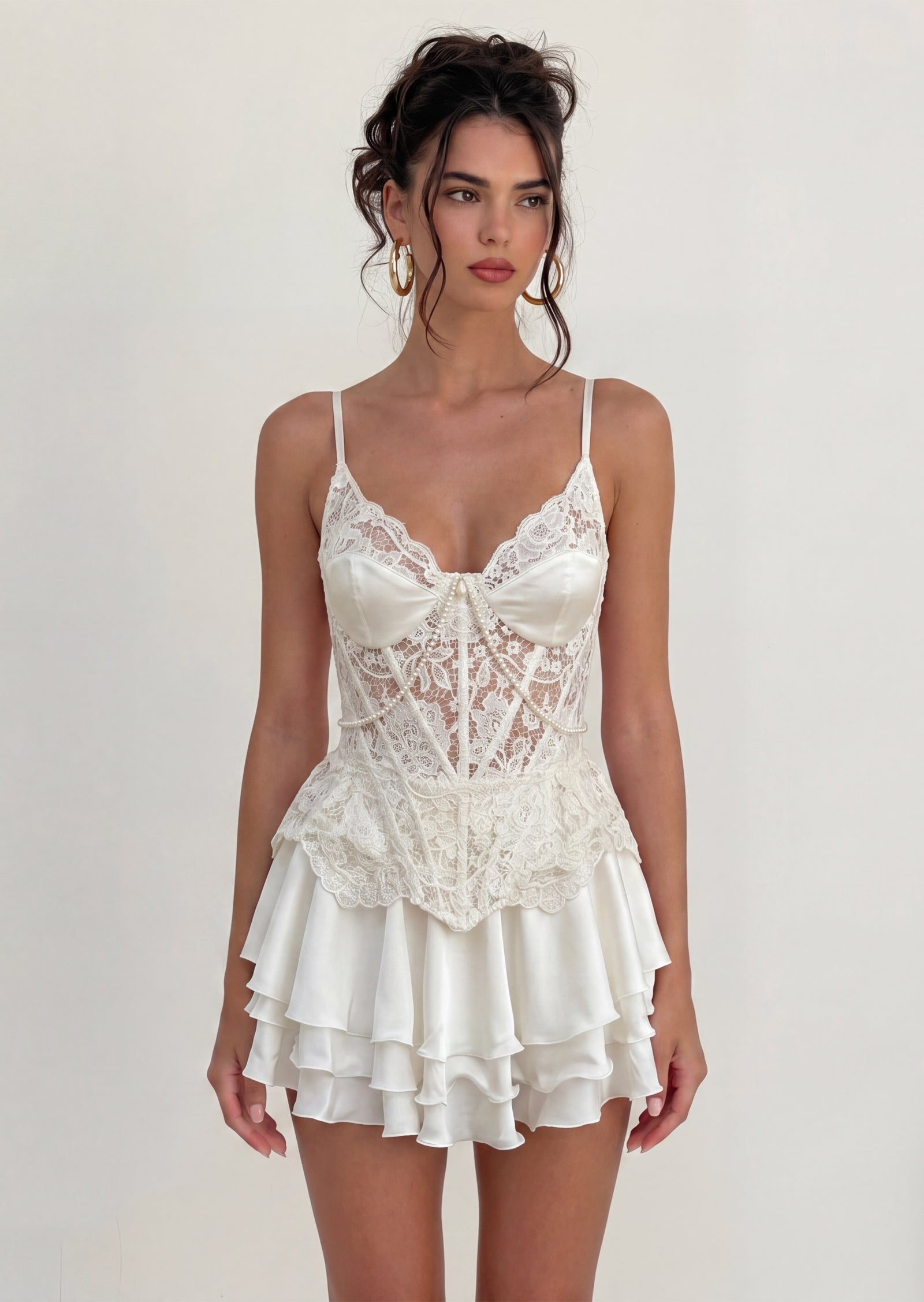 Midikleid in A-Linie mit Blumenmuster und Laternenärmeln