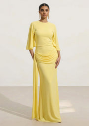 Layali Rose Pleated Backless Maxi Dress
