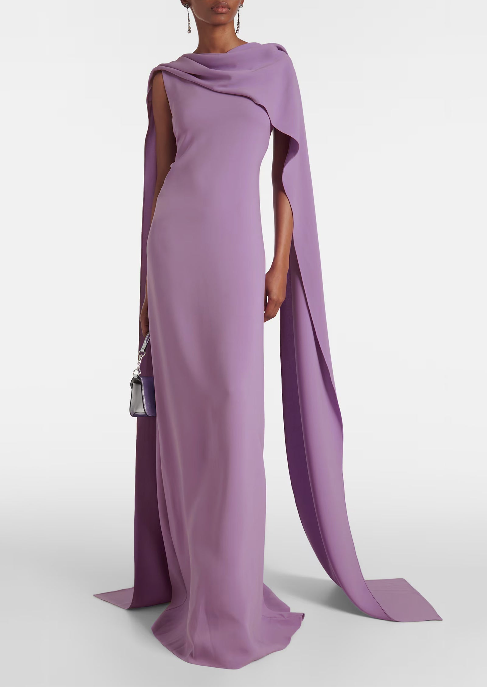 Layali Rose Caped Silk Blend Georgette Gown