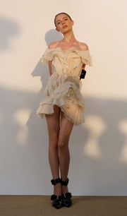 Midikleid in A-Linie mit Blumenmuster und Laternenärmeln