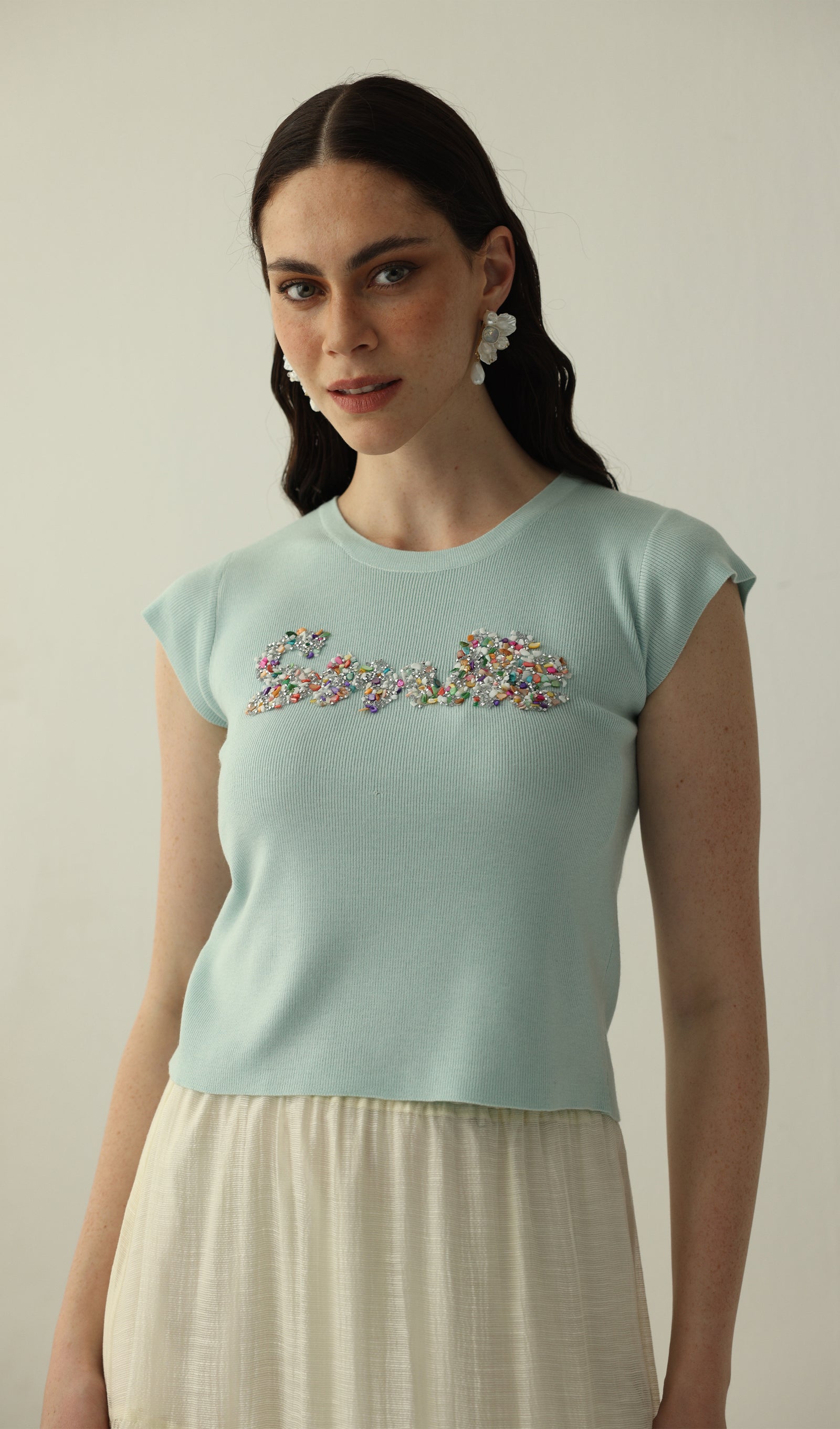Lettering Knitted Top