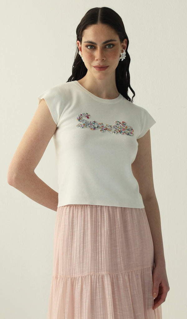 Lettering Knitted Top