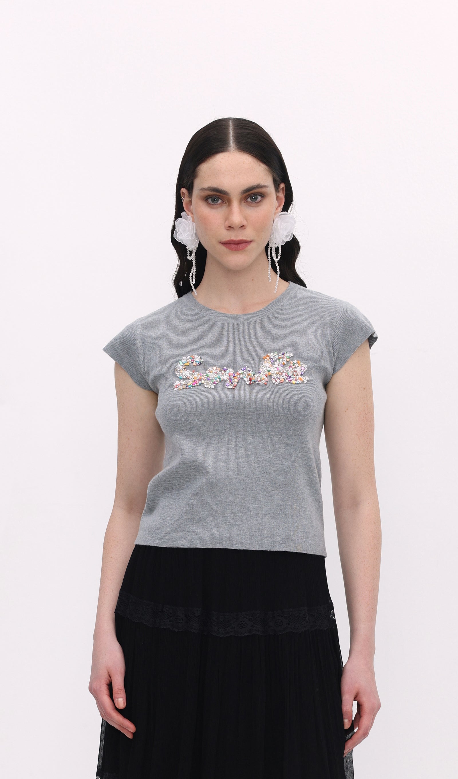 Lettering Knitted Top