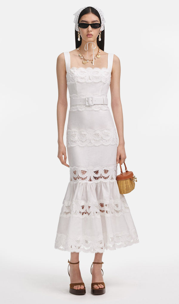 Midikleid in A-Linie mit Blumenmuster und Laternenärmeln