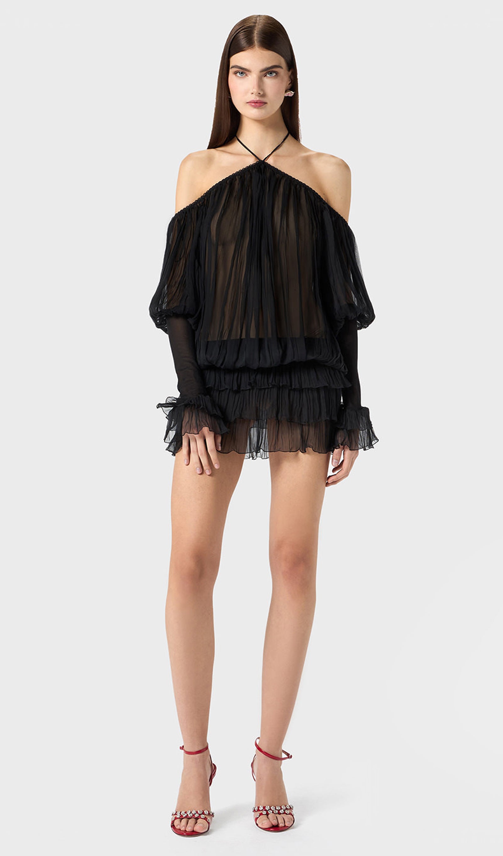 فستان ماكسي بتصميم ذيل السمكة بلون الماهوجني 