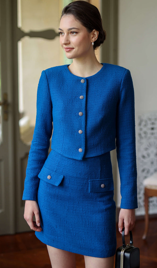 Long Sleeve Tweed Two Piece Set