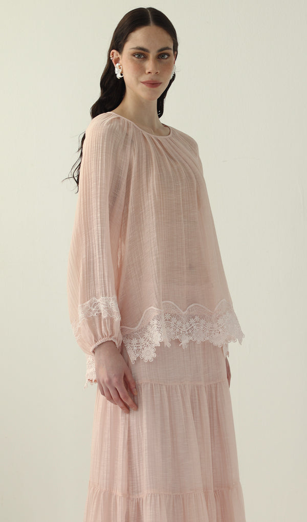 Long Sleeved Lace Panel Top