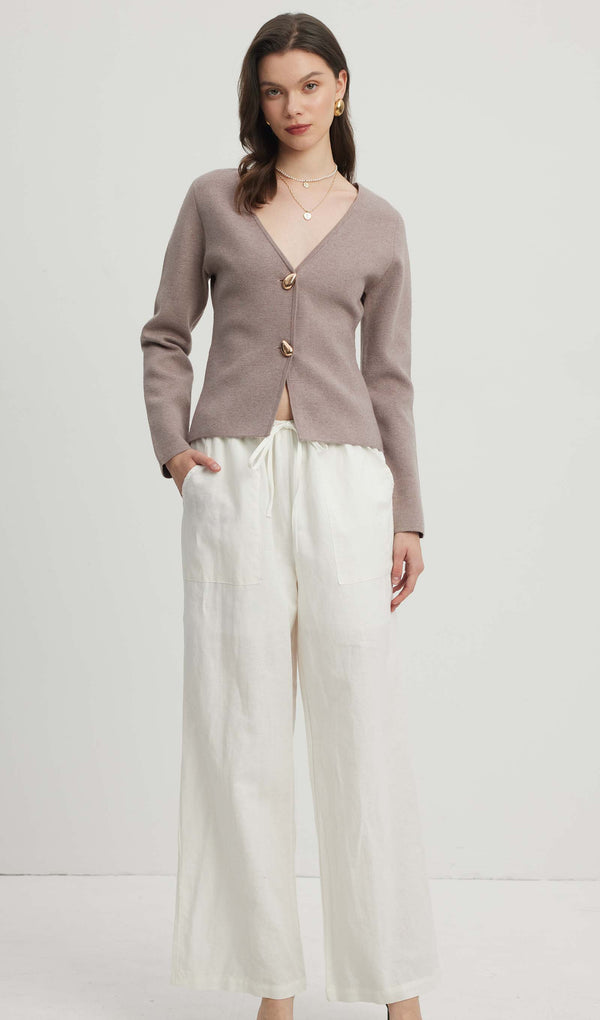 Loose Tie Pants White