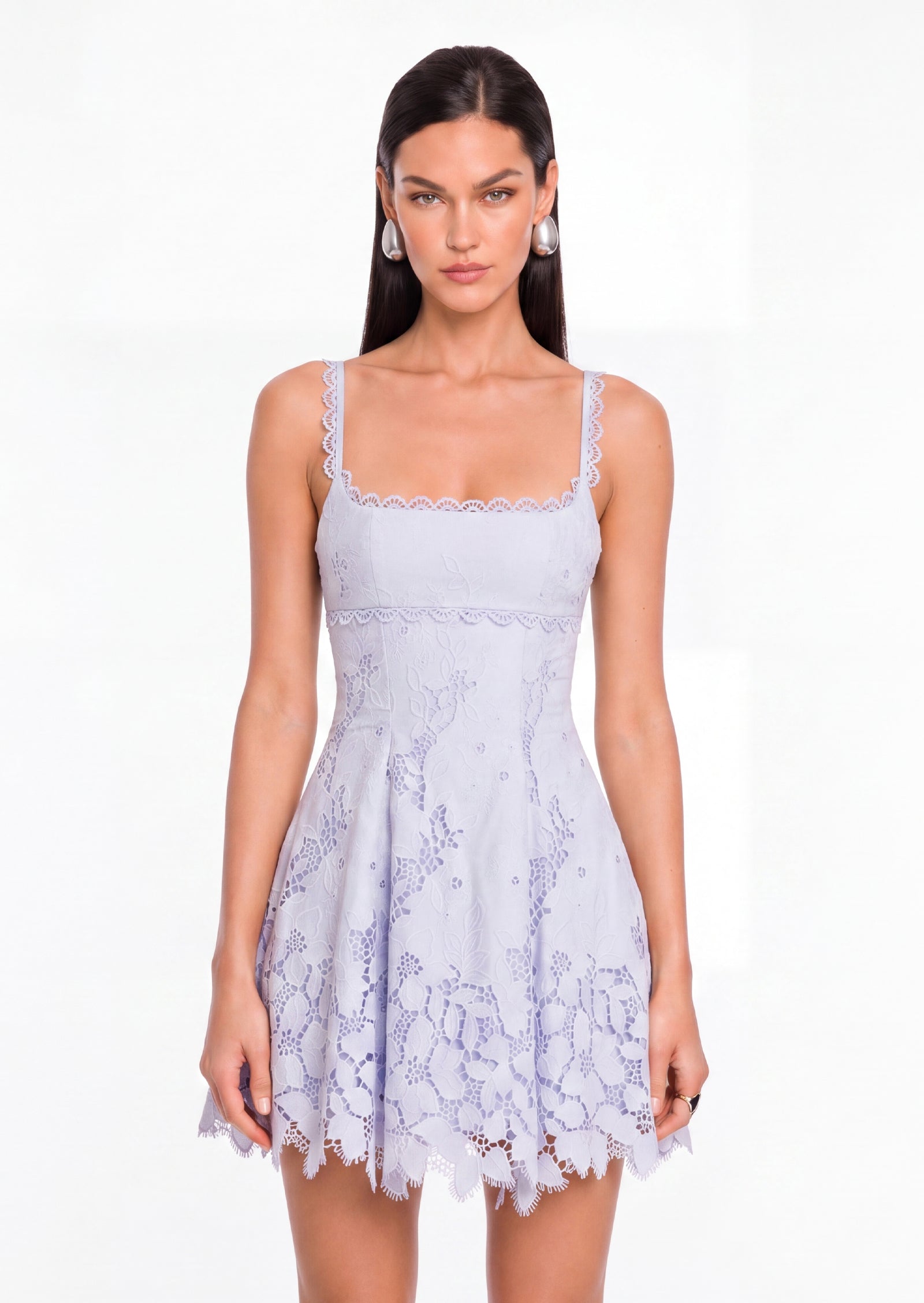 Midikleid in A-Linie mit Blumenmuster und Laternenärmeln