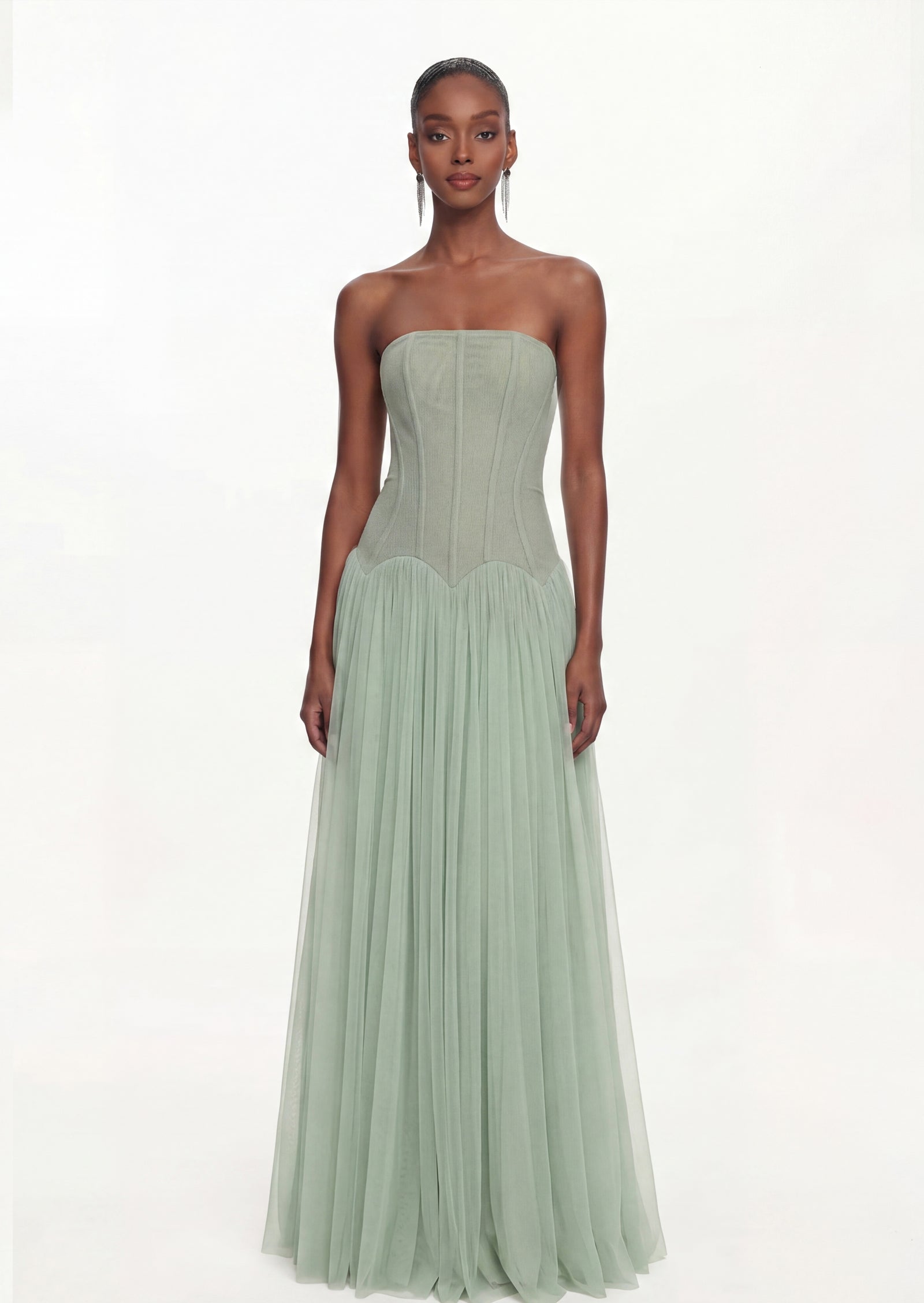 Midikleid in A-Linie mit Blumenmuster und Laternenärmeln